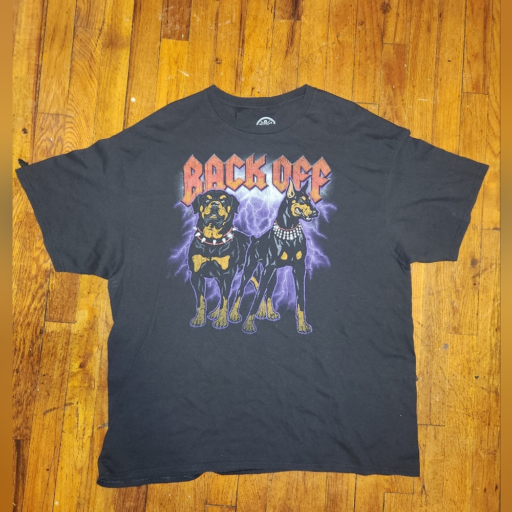 Rottweiler & Doberman Size 2XL Unisex Adults Black "Back off" Dog Shirt NWOT